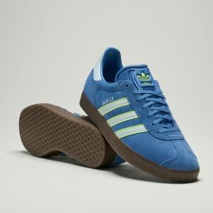 adidas Gazelle Suede Sneakers in Blue with Lime Accents